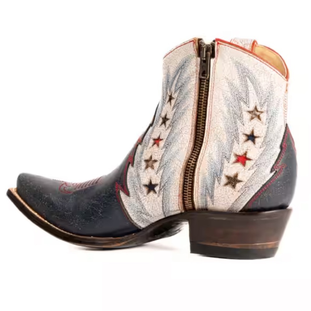 Old Gringo Legacy Blue Zipper Bootie Boot embroidered inlay stars RTL $395 8.5 - Picture 8 of 15